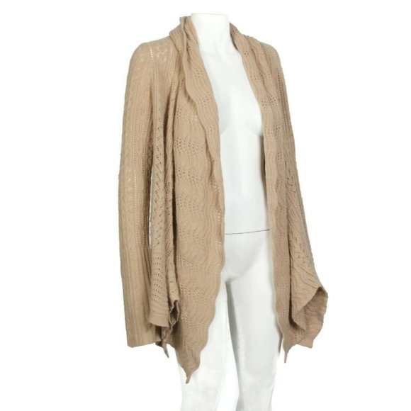 Calypso 100% Cashmere Long Cardigan Almond Brown Sweater Womens S/M (blemish)936 - Picture 2 of 8